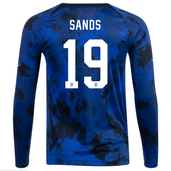 Nike United States James Sands Long Sleeve Away Jersey 22/23 (Bright Blue/White) | SoccerWearhouse