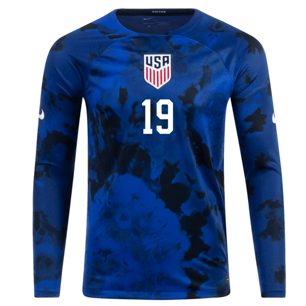 Nike United States James Sands Long Sleeve Away Jersey 22/23 (Bright Blue/White) | SoccerWearhouse