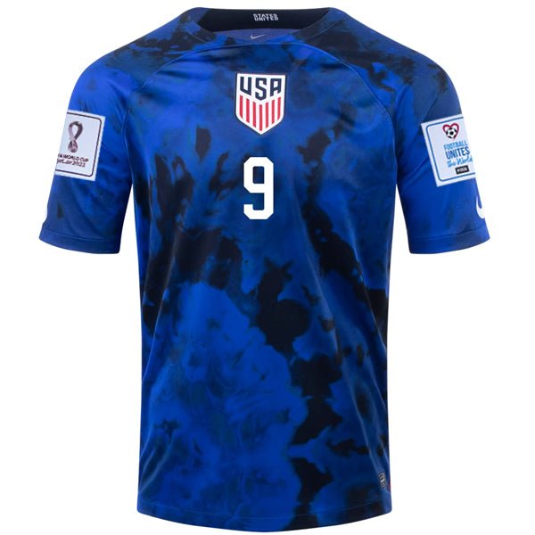 Nike United States Jesus Ferreira Away Jersey 22/23 w/ World Cup 2022 Patches (Bright Blue/White) | SoccerWearhouse
