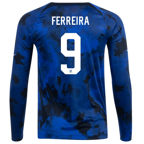 Nike United States Jesus Ferreira Long Sleeve Away Jersey 22/23 (Bright Blue/White) | SoccerWearhouse