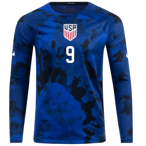 Nike United States Jesus Ferreira Long Sleeve Away Jersey 22/23 (Bright Blue/White) | SoccerWearhouse