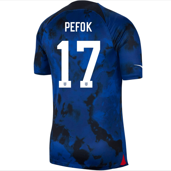 Nike United States Jordan Pefok Authentic Match Away Jersey 22/23 (Bright Blue/White) | SoccerWearhouse
