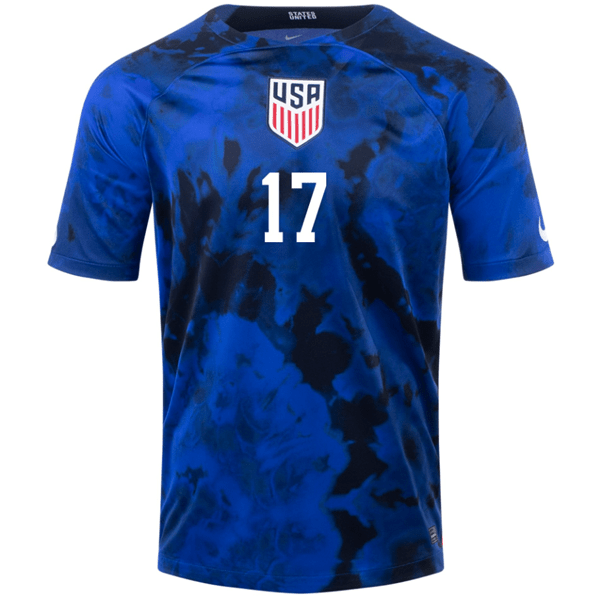 Nike United States Jordan Pefok Away Jersey 22/23 (Bright Blue/White) | SoccerWearhouse