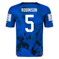 Nike Estados Unidos Josh Sargent Authentic Match Away Jersey 22/23 con parches de la Copa Mundial 2022 (Azul brillante/Blanco) 