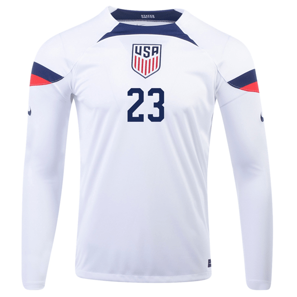 Nike United States Kellyn Acosta Home Long Sleeve Jersey 22/23 (White/Loyal Blue) | SoccerWearhouse