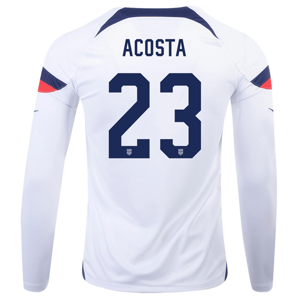Nike United States Kellyn Acosta Home Long Sleeve Jersey 22/23 (White/Loyal Blue) | SoccerWearhouse