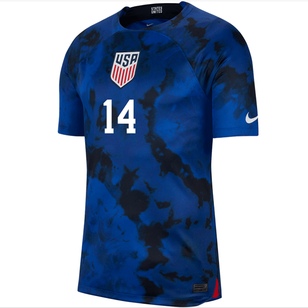 Nike United States Luca De La Torre Authentic Match Away Jersey 22/23 (Bright Blue/White) | SoccerWearhouse