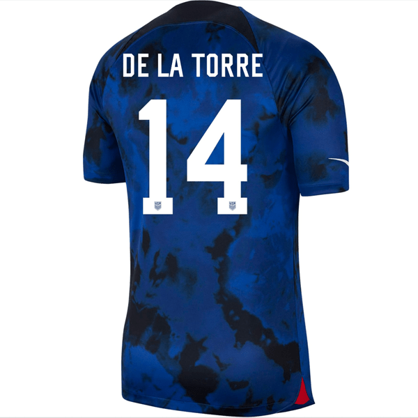 Nike United States Luca De La Torre Authentic Match Away Jersey 22/23 (Bright Blue/White) | SoccerWearhouse