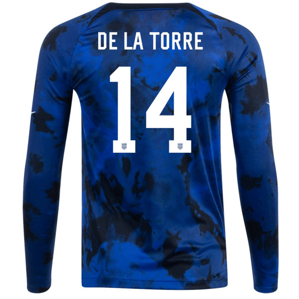 Nike United States Luca De La Torre Long Sleeve Away Jersey 22/23 (Bright Blue/White) | SoccerWearhouse