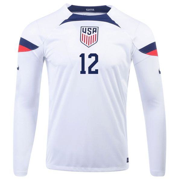 Nike United States Miles Robinson Home Long Sleeve Jersey 22/23 (White/Loyal Blue) | SoccerWearhouse