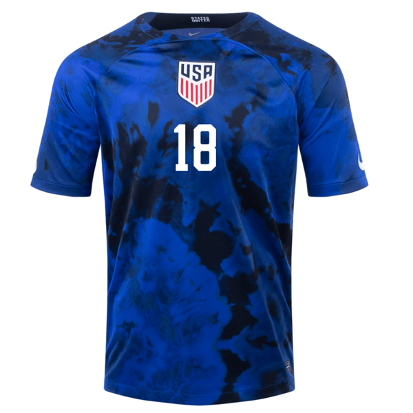 Nike United States Ricardo Pepi Away Jersey 22/23 (Bright Blue/White) | SoccerWearhouse