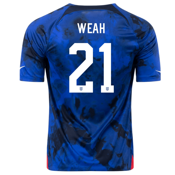 Nike United States Timothy Weah Away Jersey 22/23 (Bright Blue/White) | SoccerWearhouse