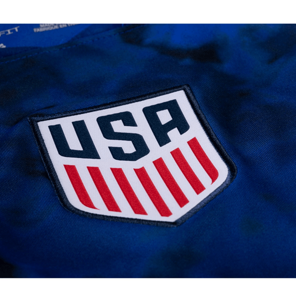 Nike United States Tyler Adams Away Jersey 22/23 w/ World Cup 2022 Patches (Bright Blue/White) | SoccerWearhouse