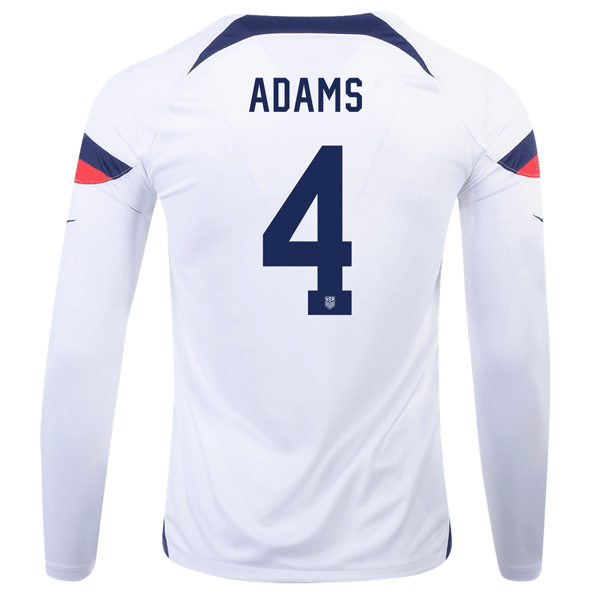 Nike United States Tyler Adams Home Long Sleeve Jersey 22/23 (White/Loyal Blue) | SoccerWearhouse