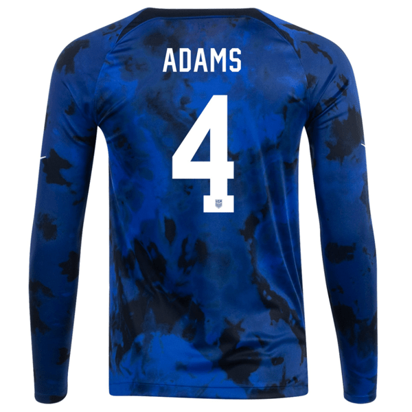 Nike United States Tyler Adams Long Sleeve Away Jersey 22/23 (Bright Blue/White) | SoccerWearhouse