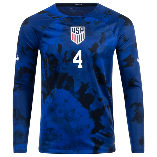 Nike United States Tyler Adams Long Sleeve Away Jersey 22/23 (Bright Blue/White) | SoccerWearhouse