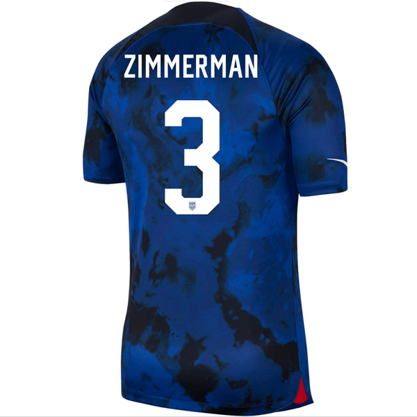 Nike United States Walker Zimmerman Authentic Match Away Jersey 22/23 (Bright Blue/White) | SoccerWearhouse
