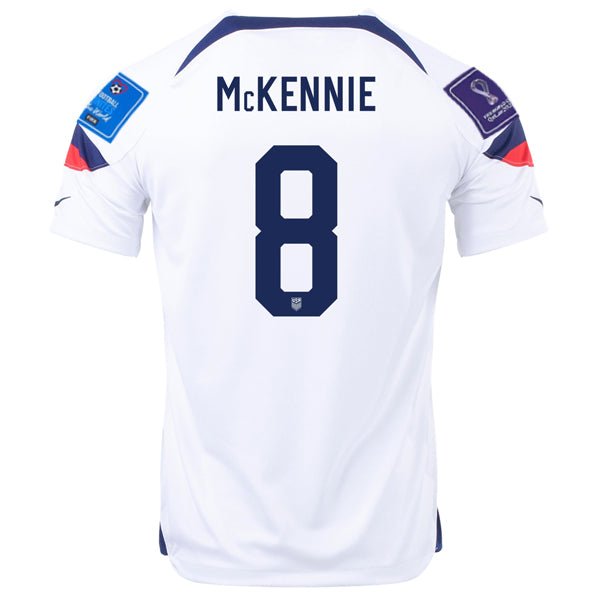 Nike United States Weston Mckennie Home Jersey 22/23 w/ World Cup 2022 Patches (White/Loyal Blue) | SoccerWearhouse