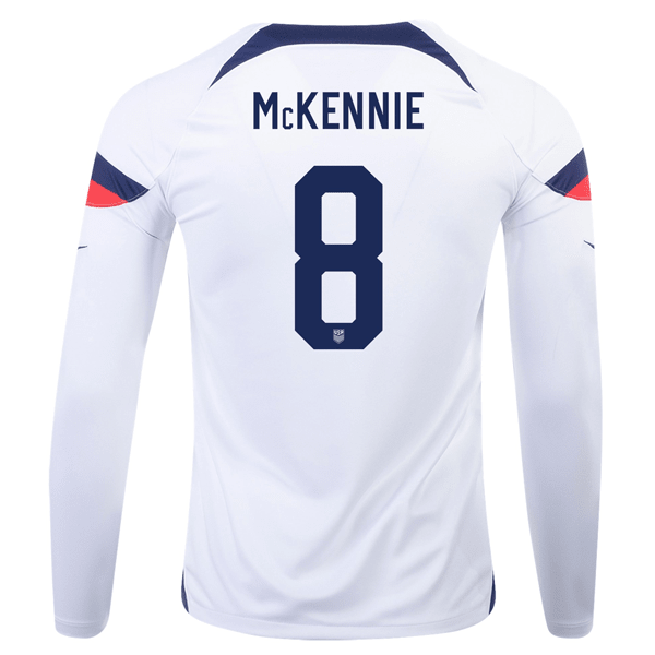 Nike United States Weston Mckennie Home Long Sleeve Jersey 22/23 (White/Loyal Blue) | SoccerWearhouse