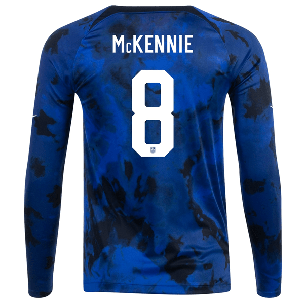 Nike United States Weston Mckennie Long Sleeve Away Jersey 22/23 (Bright Blue/White) | SoccerWearhouse