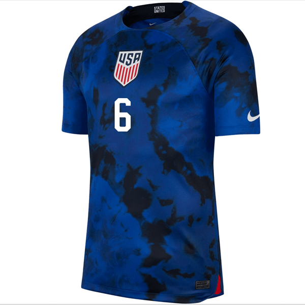 Nike United States Yunus Musah Authentic Match Away Jersey 22/23 (Bright Blue/White) | SoccerWearhouse