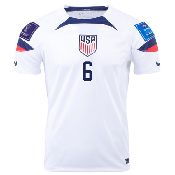 Nike United States Yunus Musah Home Jersey 22/23 w/ World Cup 2022 Patches (White/Loyal Blue) | SoccerWearhouse