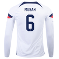 Nike Estados Unidos Yunus Musah Home Manga Larga Jersey 22/23 (Blanco/Azul)