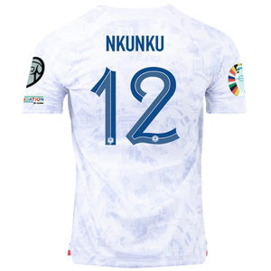 Nike France Christopher Nkunku Away Jersey w/ Nations League Champion Patch + Euro Qualifying Patches 22/23 (White)