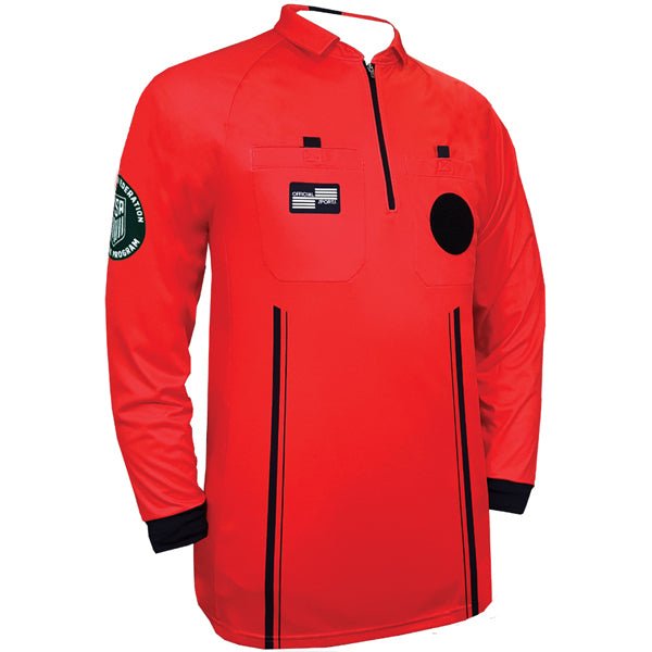 Official Sports Men's Long Sleeve Referee Jersey 9075 USSF Pro (Red) | SoccerWearhouse
