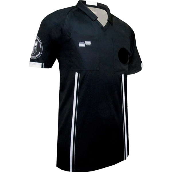 Camiseta económica oficial de árbitro deportivo (negro/blanco) - Soccer  Wearhouse