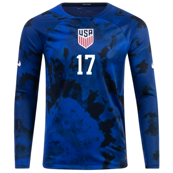 Nike United States Jordan Pefok Long Sleeve Away Jersey 22/23 (Bright Blue/White)
