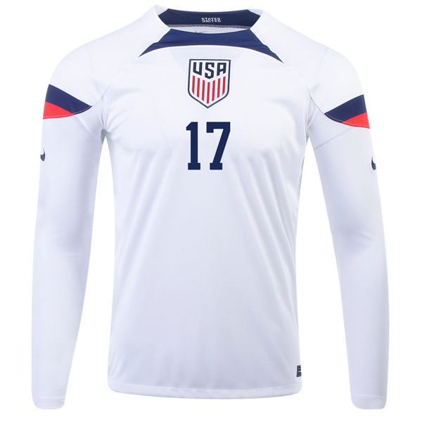 Nike Estados Unidos Jordan Pefok Home Camiseta de manga larga 22/23 (Blanco/Azul)