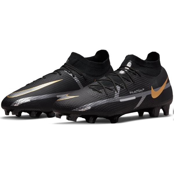 Nike Phantom GT2 Pro DF FG (Black/Metallic Gold) - Soccer Wearhouse