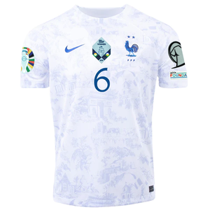 Nike France Paul Pogba Away Jersey w/ Nations League Champion Patch + Euro Qualifying Patches 22/23 (White)
