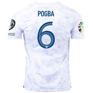 Nike France Paul Pogba Away Jersey w/ Nations League Champion Patch + Euro Qualifying Patches 22/23 (White)
