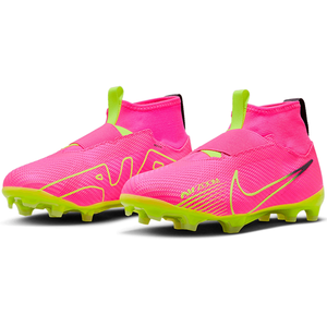 Nike Jr. Zoom Superfly Pro FG Soccer Cleats (Pink Blast/Volt-Gridiron)