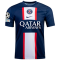 Nike Paris Saint-Germain Home Jersey con parches de la Liga de Campeones 22/23 (Azul marino medianoche/Blanco)