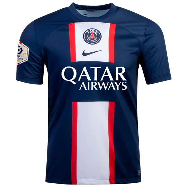 Camiseta de local Nike Paris Saint-Germain con parche de campeón de la Ligue 1 22/23 (azul marino medianoche/blanco)