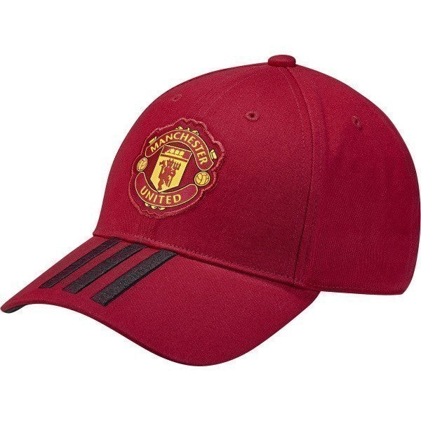 adidas Adult Manchester United 3 Stripe Hat (Red/Black) | Soccer Wearhouse
