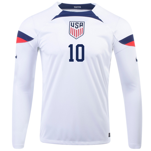 Nike Estados Unidos Christian Pulisic Home Camiseta de manga larga 22/23 (Blanco/Azul)