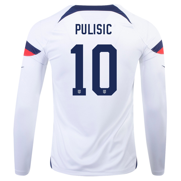 Nike Estados Unidos Christian Pulisic Home Camiseta de manga larga 22/23 (Blanco/Azul)
