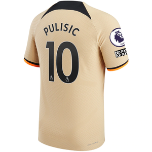 Nike Chelsea Match Authentic Christian Pulisic Third Jersey w/ EPL + No Room For Racism + Club World Cup Patch 22/23 (Sesame/Black)