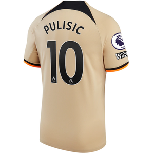 Nike Chelsea Christian Pulisic Third Jersey w/ EPL + No Room For Racism + Club World Cup Patches 22/23 (Sesame/Black)