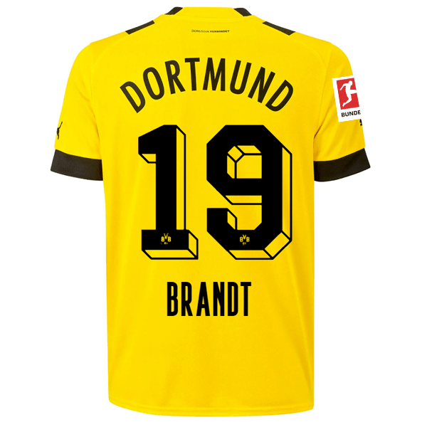 Puma BVB Dortmund Julian Brandt Home Jersey w/ Bundesliga Patch 22/23 (Cyber Yellow/Black) | SoccerWearhouse