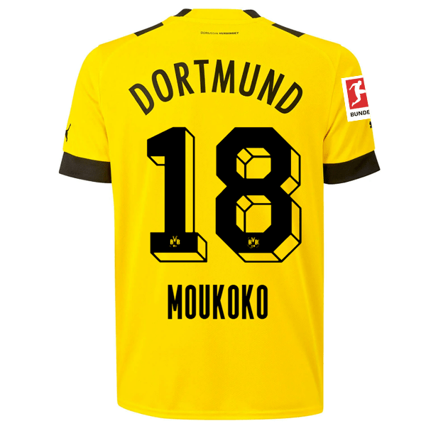Puma BVB Dortmund Muokoko Home Jersey w/ Bundesliga Patch 22/23 (Cyber Yellow/Black) | SoccerWearhouse