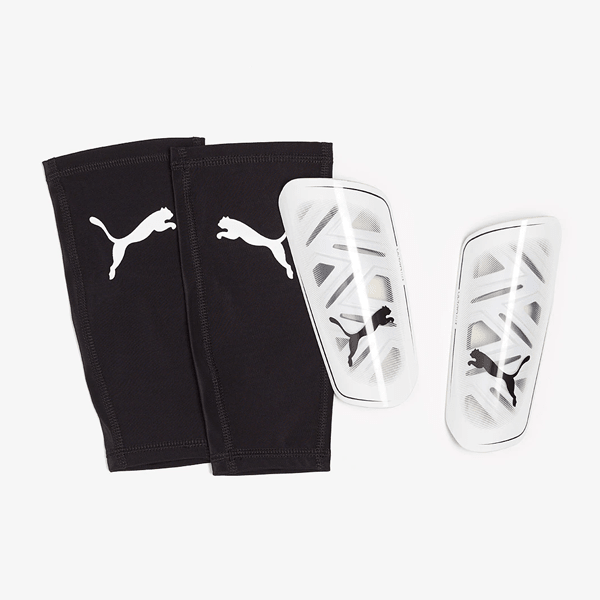 Puma Ultra Flex Sleeve Shin Guard (Puma White/Puma Black) | SoccerWearhouse