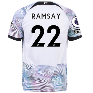Nike Liverpool Ramsay Away Jersey w/ EPL + No Room For Racism Patches 22/23 (White/Black)