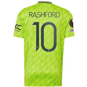 adidas Manchester United Marcus Rashford Third Jersey w/ Europa League Patches 22/23 (Solar Slime)