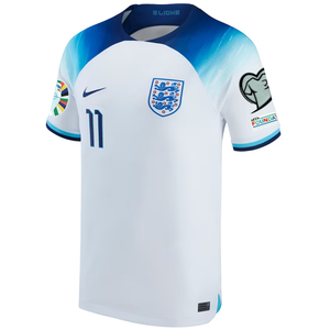 Nike England Marcus Rashford Home Jersey w/ Euro Qualifying Patches 22/23 (White/Blue Fury/Blue Void)