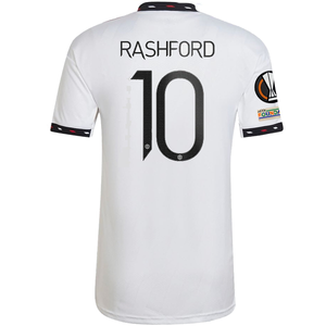 adidas Manchester United Marcus Rashford Away Jersey w/ Europa League Patches 22/23 (White)